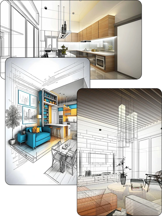 Фото: коллаж с дизайн-концепцией и рабочими визуализациями