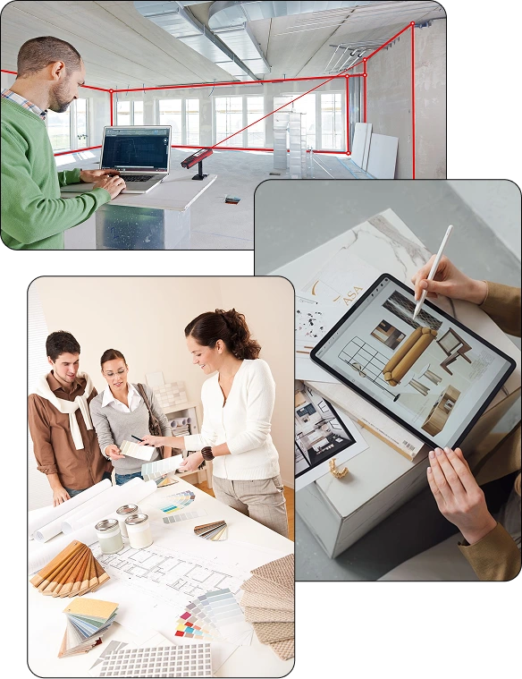 Фото: процесс работы, встречи, чертежи, замеры